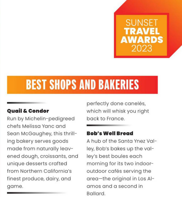 2023 Sunset Magazine Travel Awards!!  Best Bakery